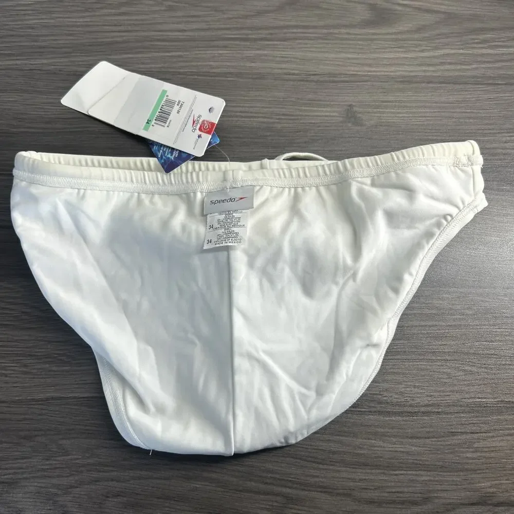 Speedo Men’s Swim Brief Size 34 White NWT New Old Stock Racing Swimsuit READ